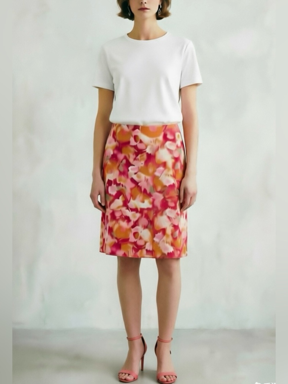 New Talbots Women’s 98% Cotton Floral Pencil Skirt, Size 6P